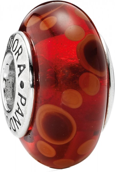 PANDORA  Charms  790690 aus Silber Sterlingsilber 925/- und Murano-Glas  Blasen rot-orange-schwarz