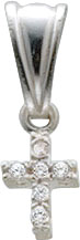 Süßer Anhaenger Kreuz in echtem Silber Sterlingsilber 925/- mit 6 funkelnden Zirkonia besetzt und rhodiniert. Sein Gewicht beträgt 0,5 g. Die Maße des Anhängers sind 8x6mm,mit Öse 18x6mm. Er ist geeignet für Ketten bis zu einer Stärke von 4mm.Nur bei Ab