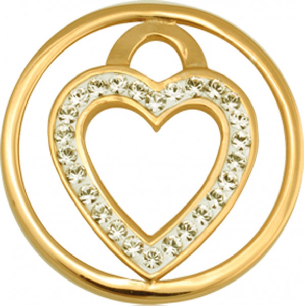 Nikki Lissoni  Coin / Münze   Love Keeper Modellnummer: C1039GS03  Trendiger Anhänger/ Münze in feinem gelbgoldplattiertem Edelstahl.  Diese bezaubernde Münze ist für die Nikki Lissoni Basis Fassung (Ø 25mm) geeignet und hat einen Durchmesser von 23,6 m