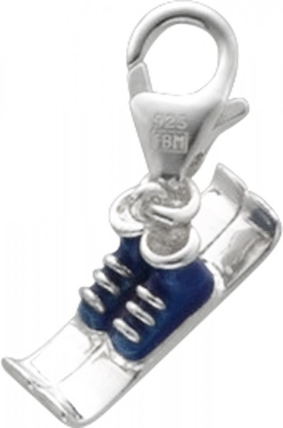 Charms Einhänger in Silber Sterlingsilber 925/- Ski, blau emailliert