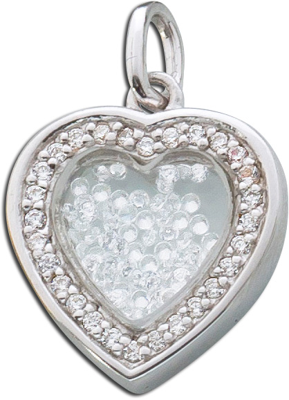 Kettenanhänger Glas in Zirkonia Anhänger Kettenanhänger Herz Silber Medallion - Silber 925 Kristalle