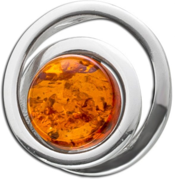 Bernstein Anhänger braun Orange Cognac Farben  rundSilber 925 14mm Natur Einschlüssen