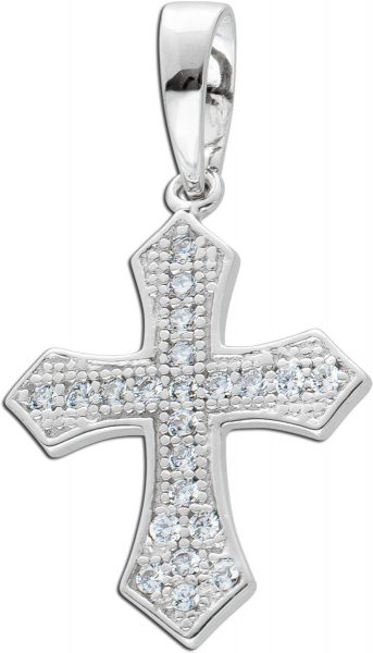 Kreuz Anhänger weißen Zirkonia Silber 925 Damenschmuck