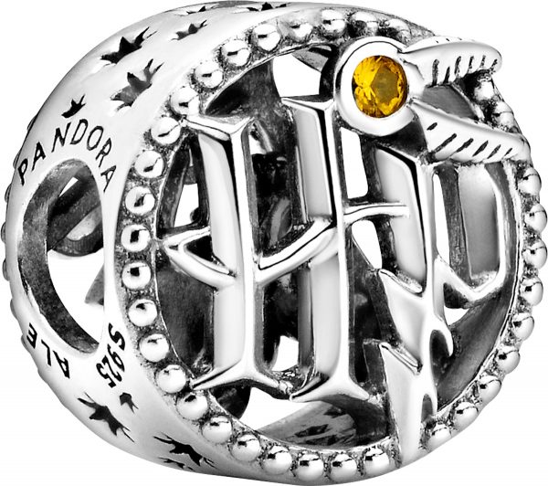 Pandora SALE x Harry Potter Charm 799127C01 HP Logo Silber 925 Honiggelbe Emaille