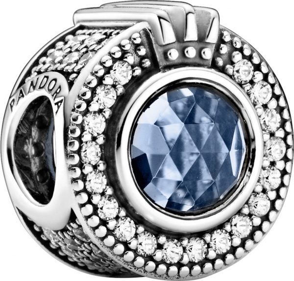 Pandora Charm 799058C01 Sparkling Blue Crown O Silber 925