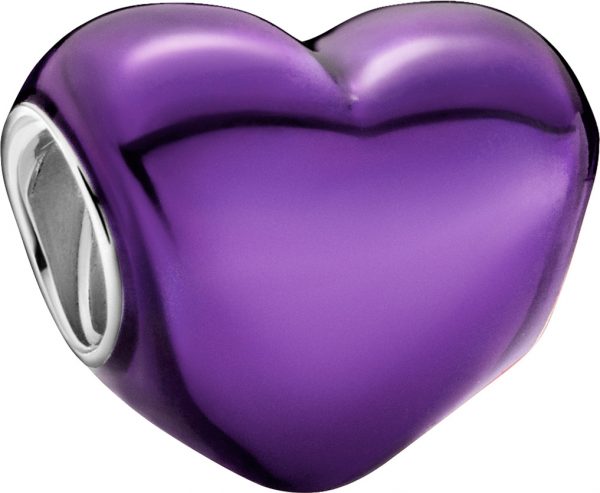 Pandora Colours Charm 799291C01 Metallic Purple Heart Red Enamel Sterling Silber 925