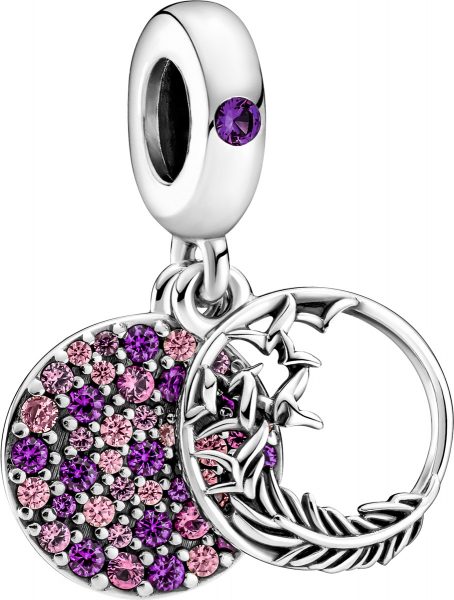 Pandora Charm Dangle Anhänger 799561C01 Pave Feather Dangle Sterling Silber 925 pink cubic zirconia mixed crystals