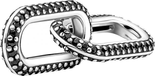 Pandora Me Links Verbindungs Element 799660C03 Styling Pave Double Link Sterling Silber 925 schwarze Kristalle