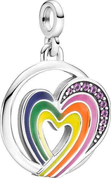 Pandora Me Medaillon 791793C01 Rainbow Heart of Freedom Medallion Silber lila Kristalle Emaille