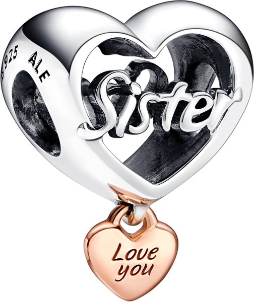 Pandora Charm 782244C00 Love You Sister Heart Silber 925 Moments
