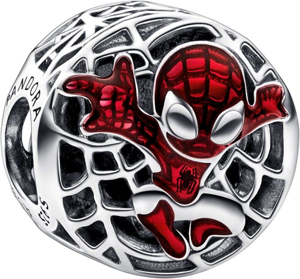 Marvel x Pandora Charm 792350C01 Spider-Man Soaring City Silber 925 Emaill
