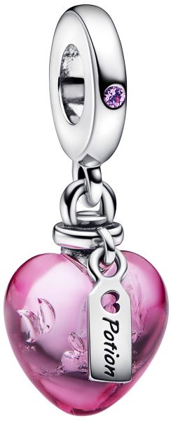 Pandora Charm Love Potion Pink Murano Glass Heart 792509C01 Sterling Silber 925 pinke Kristalle