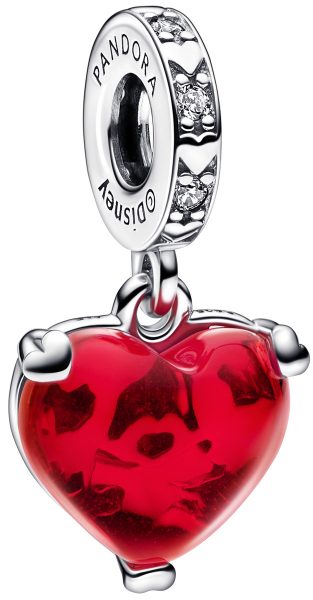 Disney x Pandora Charm Mickey & Minnie Mouse Kiss 792522C01 Murano Glas rot Sterling Silber 925 Zirkonia