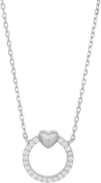 Joanli Nor Halskette mit Kreis Herz Anhänger Zirkonia 245080 Sterling Silber 925 40cm+3cm