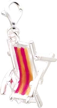 Charm-Anhänger Liegestuhl aus dem Charmclub aus echtem  925/- Silber Sterlingsilber, lackiert, Karabinerverschluss, Größe: 0,6×1,5 cm (Maße ohne Verschluss) im angesagten Saboo Look aus Stuttgart!