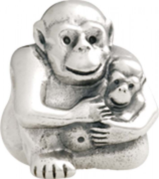 PANDORA Beadbasis -Element  Affe  aus echtem Silber Sterlingsilber 925/-, ein Ensemble aus zwei Affen( Mama und Kind), Höhe und Breite:         penau passend auf Ihr trendiges PANDORA-Armband. In Premiumqualität von Deutschlands größtem und günstigstem