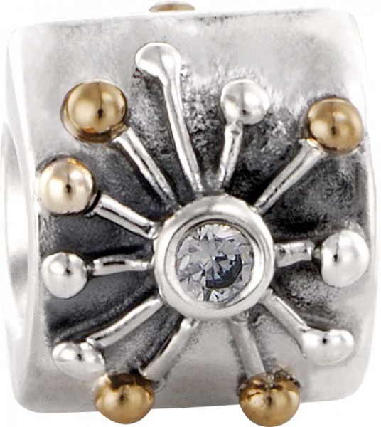 PANDORA Charms Element aus echtem Silber Sterlingsilber 925-/-  mit strahlendem wie Diamant glänzenden Zirkonia und vergoldet mit 14 Karat Gold. Maße ca. 9,6mm x 8,3mm. Geeignet für Ketten bis zu einer Stärke von 3mm. In Premiumqualität von Deutschlands g