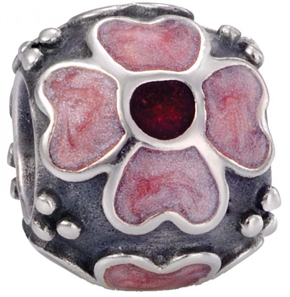 PANDORA Charms Element 790433ER Blume aus 925/- Silber Sterlingsilber, rosafarbene Emaille