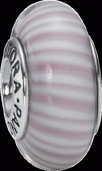 PANDORA Charms Muranoglas Element  Modellnummer: 790681 Topdesign aus echtem Silber Sterlingsilber 925/-. Maße ca. 14,5mm x 9,0mm. Farben: rosa-weiß quer gestreift In Premiumqualität von Deutschlands größtem und günstigstem Schmuckverkäufer. Der Hammerpre