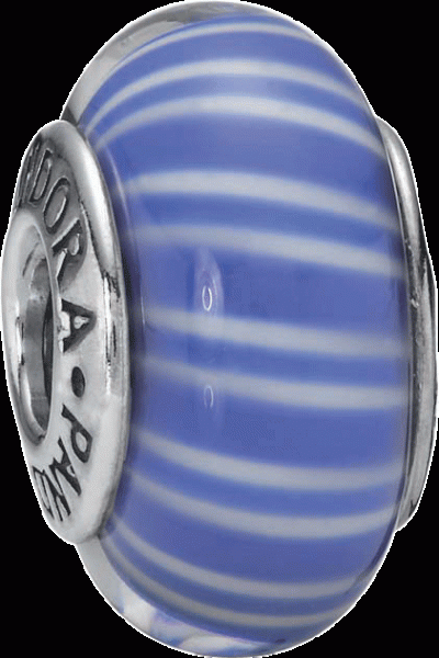 PANDORA Charms Muranoglas Element  Modellnummer: 790683 Glamouröses Schmuckstück aus echtem Silber Sterlingsilber 925/-. Maße ca. 14,5mm x 9,0mm. Farben: blau-weiß quer gestreift In Premiumqualität von Deutschlands größtem und günstigstem Schmuckverkäufer