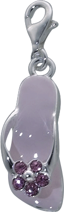 Charm-Anhänger  Flip-Flop aus dem Charmclub aus echtem  925/- Silber Sterlingsilber, lackiert, mit Kristallstrass, Karabinerverschluss, Größe: 1,0×3,5 cm (Maße mit Verschluss) im angesagten Saboo Look aus Stuttgart!