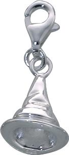 Charm Zauberhut im angesagten Saboo Look aus echtem 925/- Silber Sterlingsilber, Karabinerverschluss, Größe ca. 9,38×11,12 mm (Maße ohne Verschluss). Preiskracher aus Stuttgart.