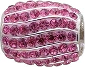 Funkelndes Bead aus echtem Silber Sterlingsilber 925/-, verziert mit strahlenden rosafarbenen Kristallstrassteinen, passend für alle Sammelsysteme, Maße ca. 14×11 mm im exklusiven Design. Ein Accessoire für alle, die Silber und Strass lieben mit Tiefstpre