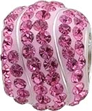 Funkelndes Bead aus echtem Silber Sterlingsilber 925/-, verziert mit strahlenden rosafarbenen Kristallstrassteinen, passend für alle Sammelsysteme, Maße ca. 11×13 mm im exklusiven Design. Ein Accessoire für alle, die Silber und Strass lieben mit Tiefstpre