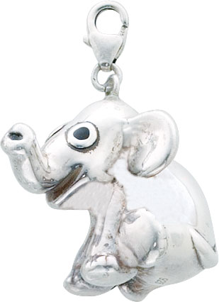 Charmanhänger Elefant halbmassiv aus echtem Silber Sterlingsilber 925/-, ca. 3×2 cm mit sicherem Karabinerverschluss. Aus dem Hause Abramowicz, dem Juwelier Ihres Vertrauens, in Stuttgart.