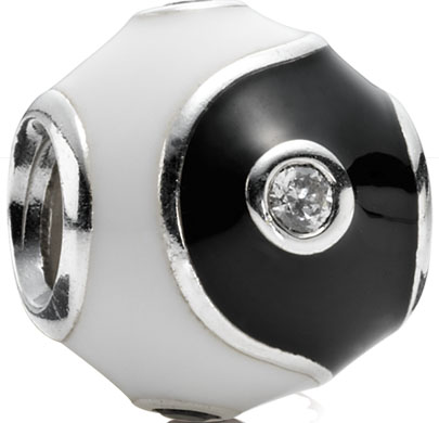 PANDORA Bead Basiselement 790488CZ aus echtem Silber Sterlingsilber 925/- schwarz/weiß emailliert, mit weißen Zirkonia, Durchmesser 10mm. Spitzenqualität zum unschlagbaren Preis von Abramowicz, dem Juwelier Ihres Vertrauens in Stuttgart
