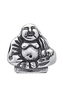 Stilvoller, mystischer Anhängerbead  Buddha aus echtem Silber Sterlingsilber 925/-, geschwärzt, geeignet für Ketten bis 4mm, seine Breite ist 13mm und seine Höhe beträgt 12mm, nur bei uns, Ihrem Schmuckgroßhändler Abramowicz aus Stuttgart mit Niedrigpre