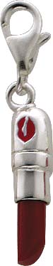 Täuschend echter, livehaftiger Charm-Anhänger  Lippenstift  aus echtem Silber Sterlingsilber 925/-, in knalligem Rot lackiertund mit Karabinerverschluß versehen. Die Größe des Lippenstiftes ist ca 2cm und die Größe mit Karabiner ist ingesamt 3cm , bei e