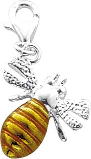 Charm-Anhänger Biene aus echtem  925/- Silber Sterlingsilber, lackiert, mit Karabinerverschluss, Größe 15×15 mm (Maße ohne Verschluss).  ABRAMOWICZ –  für alle, die das Besondere lieben.