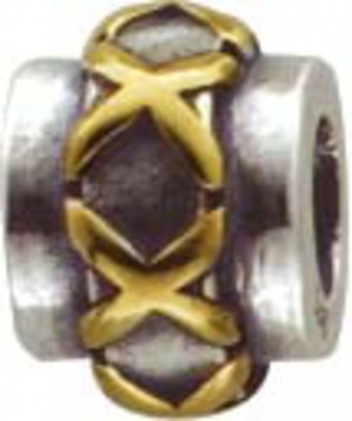 Bead aus 925/- Silber Sterlingsilber, teilweise vergoldet, geeignet für Ketten bis 4 mm Stärke, Durchmesser ca. 9 mm, Tiefstpreisgarantie in Stuttgart