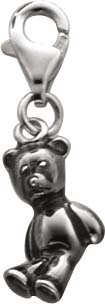 Charm-Anhänger Teddybär aus echtem  925/- Silber Sterlingsilber, lackiert, mit Karabinerverschluss, Größe 5×15 mm (Maße ohne Verschluss). Charmclub